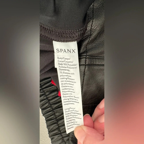 SPANX® Faux Leather Jogger Pants Black Pull On Rocker Chic Luxe Size XL - Picture 9 of 10
